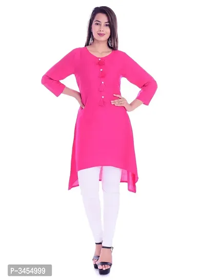 Rayon Pink Updown A line kurti-thumb0