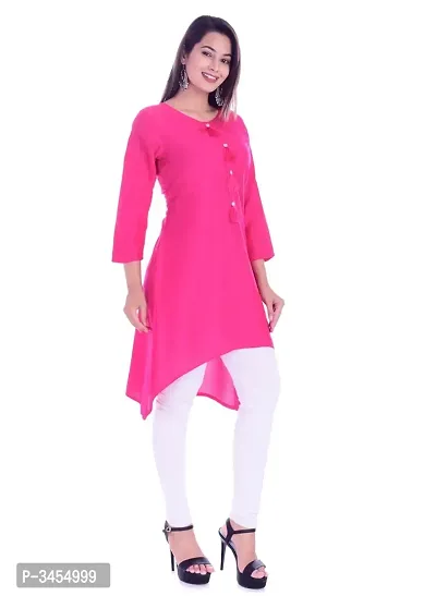 Rayon Pink Updown A line kurti-thumb3