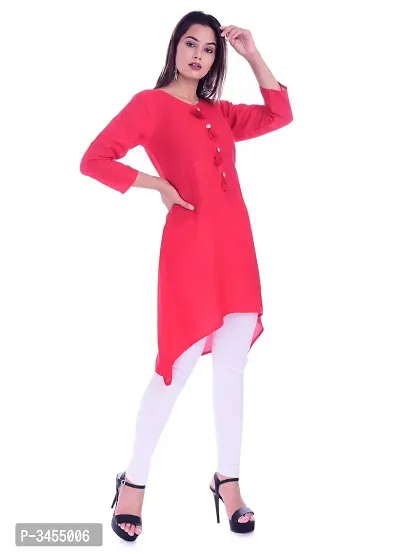 Rayon Red Updown ALine Kurta-thumb3