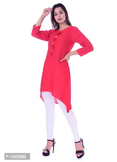 Rayon Red Updown ALine Kurta-thumb4