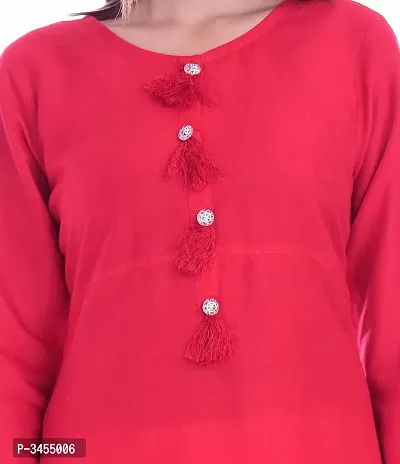 Rayon Red Updown ALine Kurta-thumb5