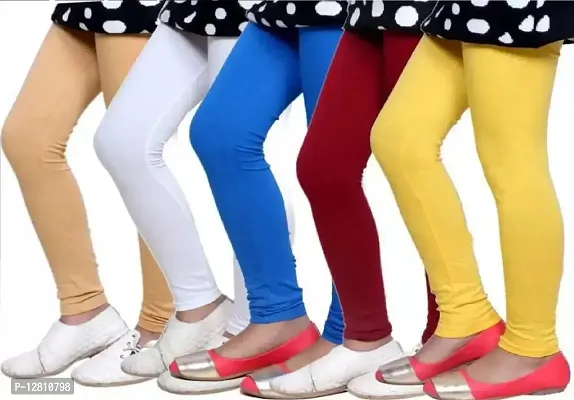 Fabulous Multicoloured Cotton Solid Leggings For Girls Pack Of 5