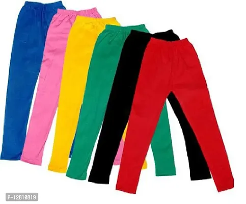 Fabulous Multicoloured Cotton Solid Leggings For Girls Pack Of 6