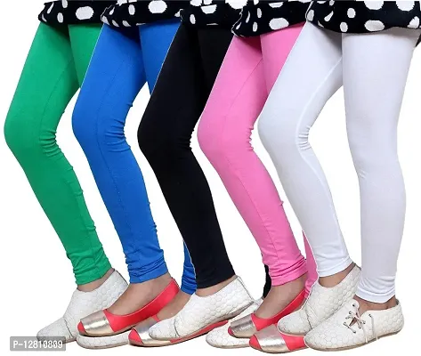 Fabulous Multicoloured Cotton Solid Leggings For Girls Pack Of 5