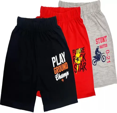 Elegant Multicoloured Cotton Blend Printed Shorts For Boys (Pack Of 3)