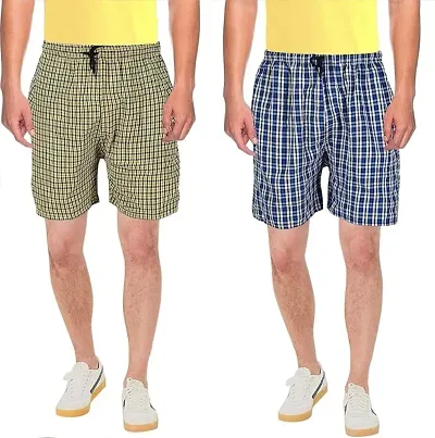 Classic Cotton Blend Solid Shorts for Men Pack of 2