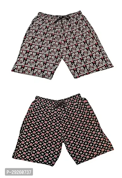 Stylish Multicoloured Cotton Printed Bermuda for Boys Pack of 2