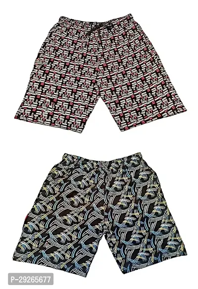 Stylish Multicoloured Cotton Printed Bermuda for Boys Pack of 2