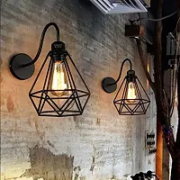 Multy Rays Diamond Cadge Wall Light with 4 Watts led Filament Bulb for Bedroom/Living Room/Home Decor , Metal-thumb2