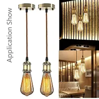 Multy Rays Vintage Metal Pendant Light E26/E27 Ceiling Hanging, Black Cord Lamp Holder with 40w Filament Bulb (Antique Bronze) Pack of 1-thumb1