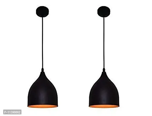 Multy Rays Down Ward Wine Glass Shape Round Black Hanging Light, Pendant Light, Black, Double, (Pack of 2)