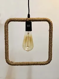 MULTY RAYS Decorative, Rope Rectangle Shape Lamp Hanging, Metal Base, Urban Retro Antique Style, E27 Holder with Filament Bulb (Pack of 1)-thumb1