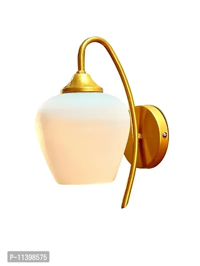 Multy Rays Decorative Wall Sconce Golden Band and White Glass with Colour Changing Bulb, (E27 Holder)-AC-thumb2