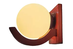 MULTY RAYS White Globe Glass Wooden Base Sconce lamp, E27 Holder with Color Changing Bulb-thumb4