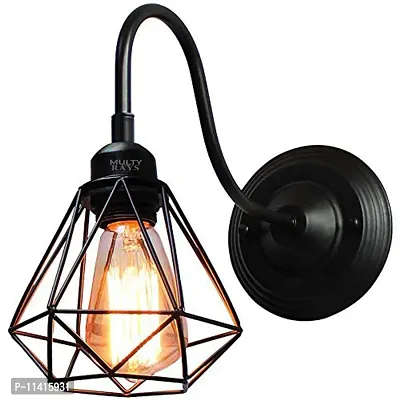 Multy Rays Diamond Cadge Wall Light with 4 Watts led Filament Bulb for Bedroom/Living Room/Home Decor , Metal-thumb2