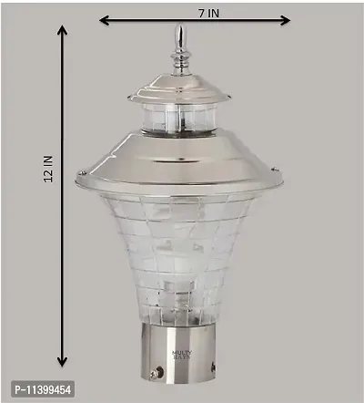 MULTY RAYS Modern Waterproof Unbreakable Outdoor gate/Garden/Pillar/Park Light Without Bulb, B22 (Pack of 1) Medium-thumb3