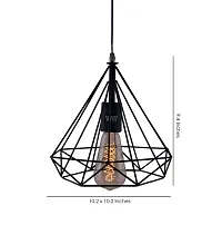 Multy Rays 40Watts Metal Diamond Cadge Hanging Lamp with Filament LED Bulb (Black)-thumb2