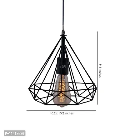 Multy Rays 40Watts Metal Diamond Cadge Hanging Lamp with Filament LED Bulb (Black)-thumb3