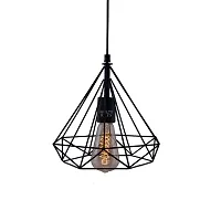 Multy Rays 40Watts Metal Diamond Cadge Hanging Lamp with Filament LED Bulb (Black)-thumb1