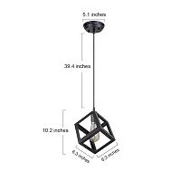 Multy Rays Metal Cube Design Hanging Light Pendant Light with Filament led Bulb for Ceiling to Decor (Black)-thumb3