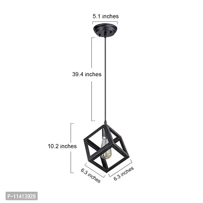 Multy Rays Metal Cube Design Hanging Light Pendant Light with Filament led Bulb for Ceiling to Decor (Black)-thumb4