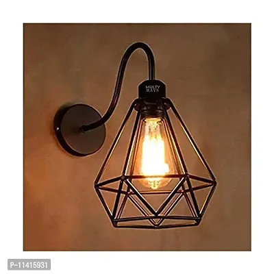 Multy Rays Diamond Cadge Wall Light with 4 Watts led Filament Bulb for Bedroom/Living Room/Home Decor , Metal-thumb0