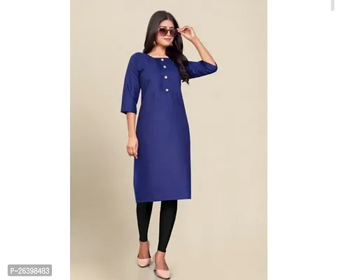 Elegant Navy Blue Cotton Blend Kurta For Women