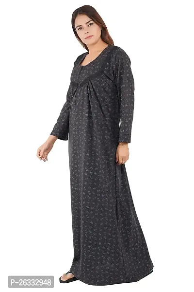 Divya Fashion Mart Women's Printed Sinkar Cotton Full Sleeve Nightwear Nighty Maxi Gown-thumb2