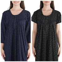 Trendy Printed Sinkar Cotton Half Sleeves Women's Nightdress Nighty Pack of 2- SP1004-thumb3