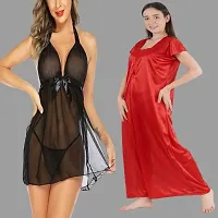 Divya Fashion Women's Nightwear  Sleepwear Babydoll and Nighty Night Dress for Women Pack of 2-thumb1