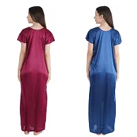 Trendy Kinri Satin Half Sleeves Women's Nightdress Nighty Pack of 2- SP1010-thumb1