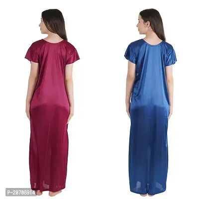 Trendy Kinri Satin Half Sleeves Women's Nightdress Nighty Pack of 2- SP1010-thumb2