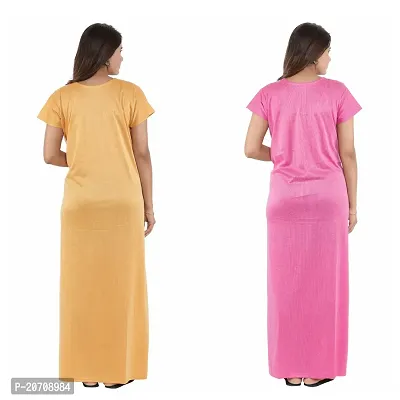 Trendy Hosiery Cotton Half Sleeves Women's Feeding Nightdress Nighty Pack of 2- SP1015-thumb2