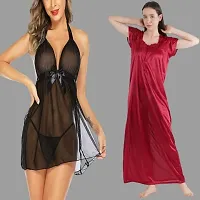 Divya Fashion Women's Nightwear  Sleepwear Babydoll and Nighty Night Dress for Women Pack of 2-thumb1