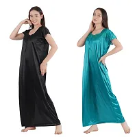 Trendy Satin Half Sleeves Women's Nightdress Nighty Pack of 2- SP1012-thumb4