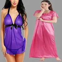 Divya Fashion Women's Nightwear  Sleepwear Babydoll and Nighty Night Dress for Women Pack of 2-thumb1