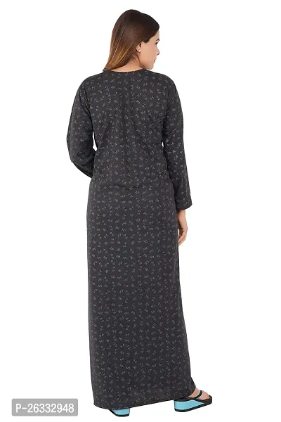 Divya Fashion Mart Women's Printed Sinkar Cotton Full Sleeve Nightwear Nighty Maxi Gown-thumb4