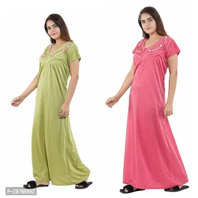 Trendy Hosiery Cotton Half Sleeves Women's Feeding Nightdress Nighty Pack of 2- SP1015-thumb3