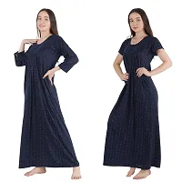 Trendy Printed Sinkar Cotton Half Sleeves Women's Nightdress Nighty Pack of 2- SP1004-thumb4