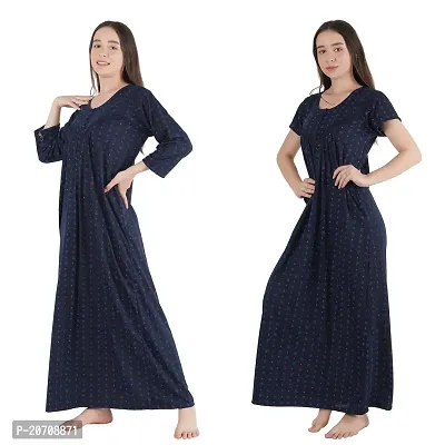 Trendy Printed Sinkar Cotton Half Sleeves Women's Nightdress Nighty Pack of 2- SP1004-thumb5