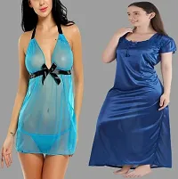 Divya Fashion Women's Nightwear  Sleepwear Babydoll and Nighty Night Dress for Women Pack of 2-thumb1