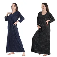 Trendy Printed Sinkar Cotton Full Sleeves Women's Nightdress Nighty Pack of 2- SP1002-thumb4