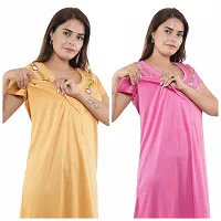 Trendy Hosiery Cotton Half Sleeves Women's Feeding Nightdress Nighty Pack of 2- SP1015-thumb3