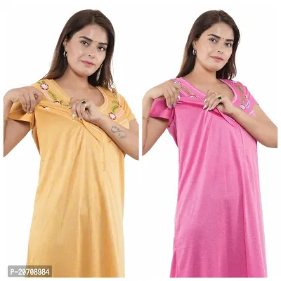 Trendy Hosiery Cotton Half Sleeves Women's Feeding Nightdress Nighty Pack of 2- SP1015-thumb4