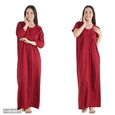 Trendy Printed Sinkar Cotton Half Sleeves Women's Nightdress Nighty Pack of 2- SP1004-thumb0