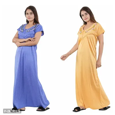 Trendy Hosiery Cotton Half Sleeves Women's Feeding Nightdress Nighty Pack of 2- SP1015-thumb3