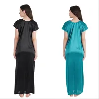 Trendy Satin Half Sleeves Women's Nightdress Nighty Pack of 2-thumb1