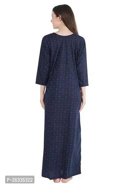 Trendy Printed Sinkar Cotton Full Sleeves Women's Nightdress Nighty Pack of 1-thumb2