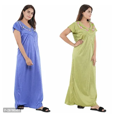 Trendy Hosiery Cotton Half Sleeves Women's Feeding Nightdress Nighty Pack of 2- SP1015-thumb3