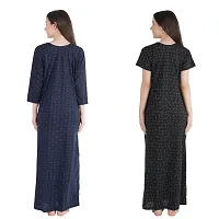 Trendy Printed Sinkar Cotton Half Sleeves Women's Nightdress Nighty Pack of 2- SP1004-thumb1